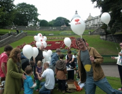 The helium balloons were popular