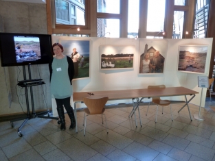 Alicia Bruce with her exhibition at the Scottish Parliament in February 2013