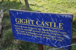 Gight Castle Sign. Image Credit: Duncan Harley 